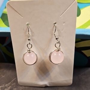 Chic Handmade Silver and Pink Drop Earrings